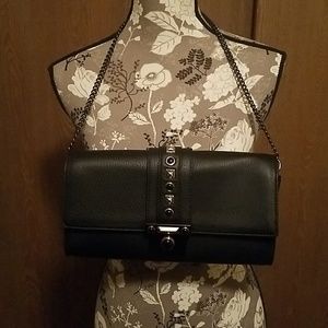 NWT Vince Camuto Black Leather Clutch